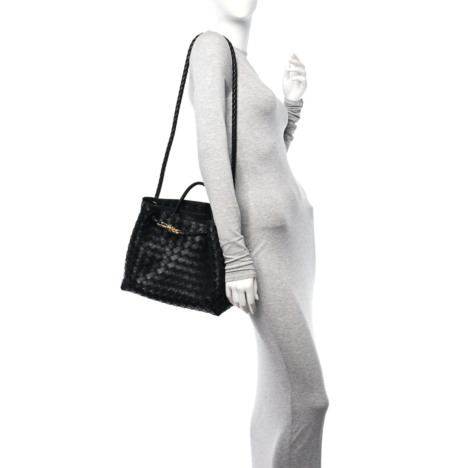Bottega Veneta Nappa Intrecciato Medium Andiamo Shoulder Bag Black 2 of 11