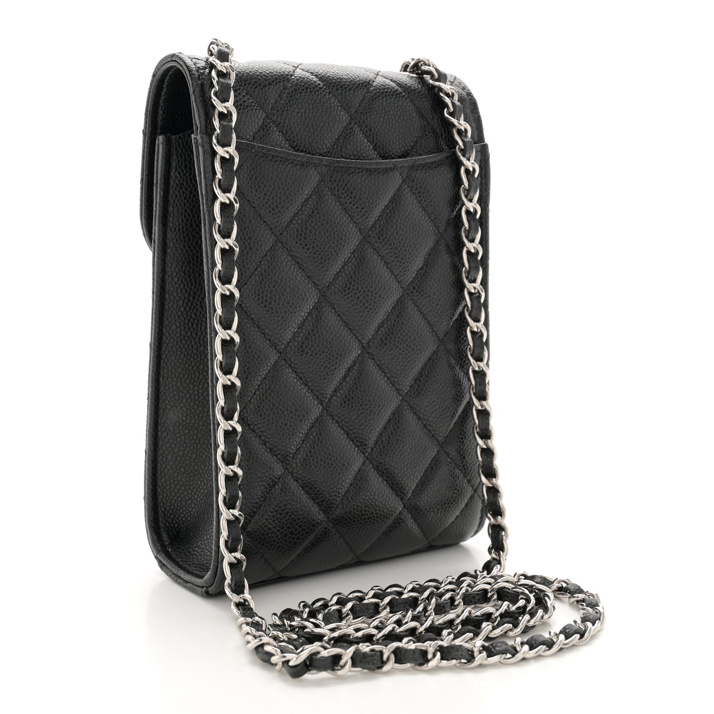 Caviar Quilted Classic Phone Holder Black