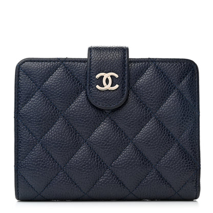 Chanel Caviar Quilted CC French Wallet Navy 1 of 10