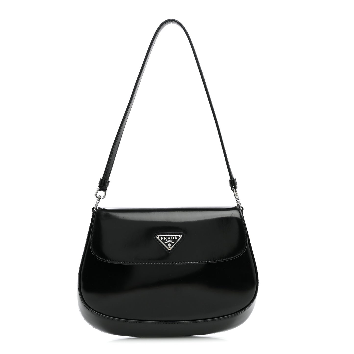 Spazzolato Cleo Flap Shoulder Bag Black