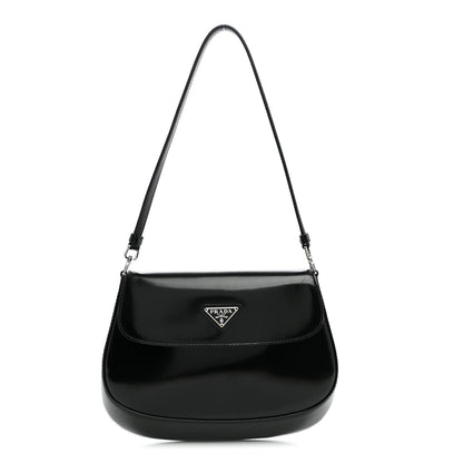 Prada Spazzolato Cleo Flap Shoulder Bag Black 1 of 8