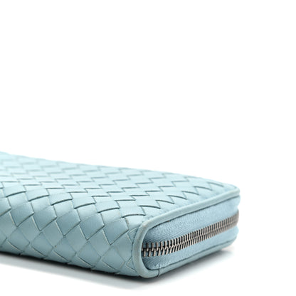 Bottega Veneta Nappa Intrecciato Zip Around Wallet Aqua 9 of 10