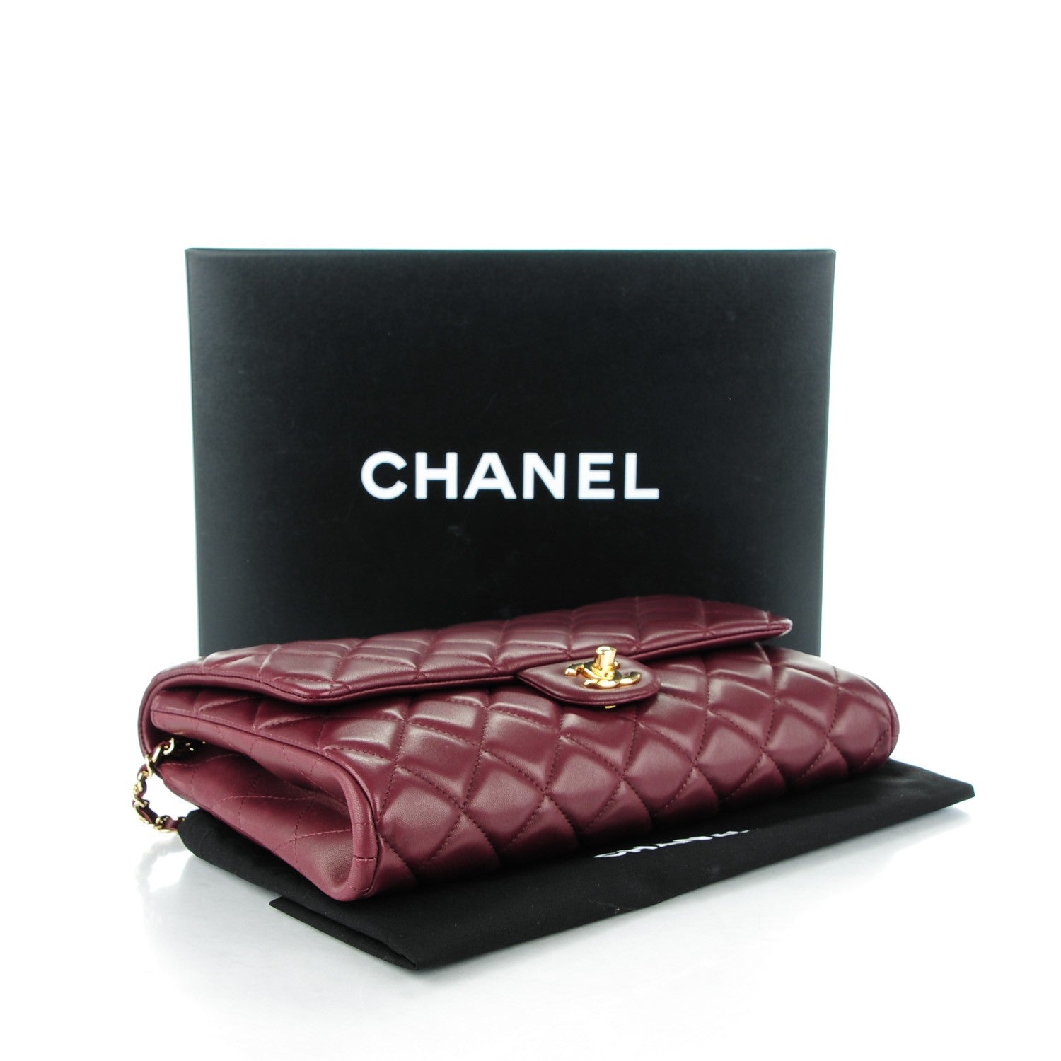 Chanel Lambskin Quilted Clutch With Chain Flap Bordeaux 4 of 8