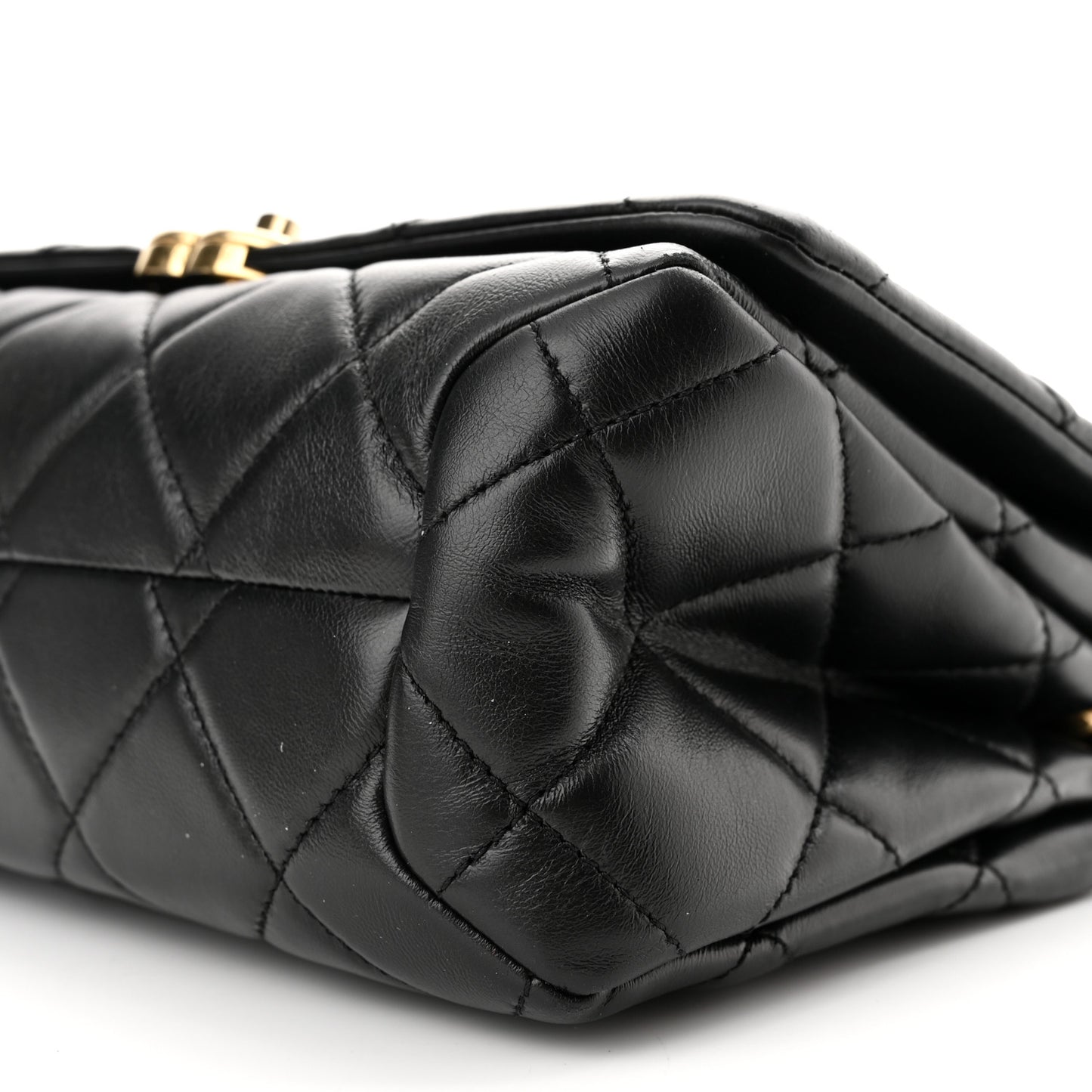 Lambskin Quilted Medium Color Match Flap Black