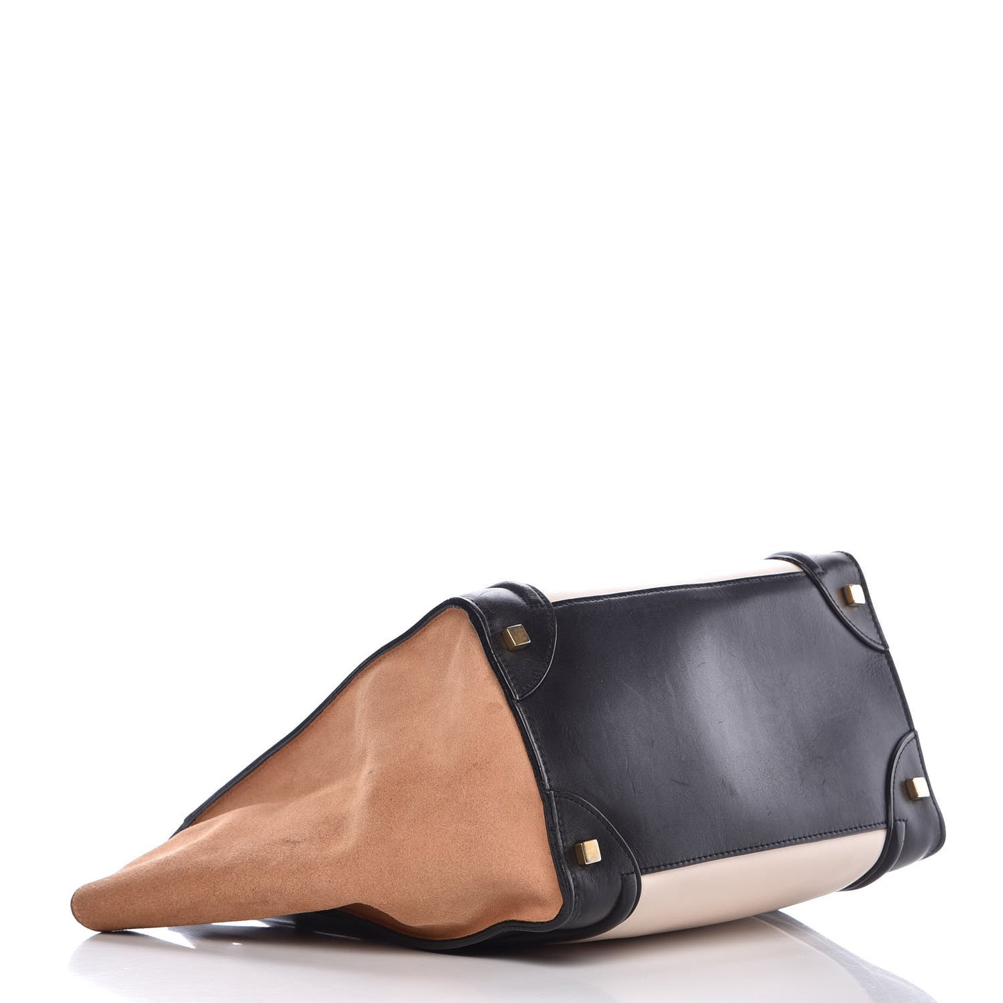 Satin Calfskin Suede Mini Tri-Color Luggage Seashell