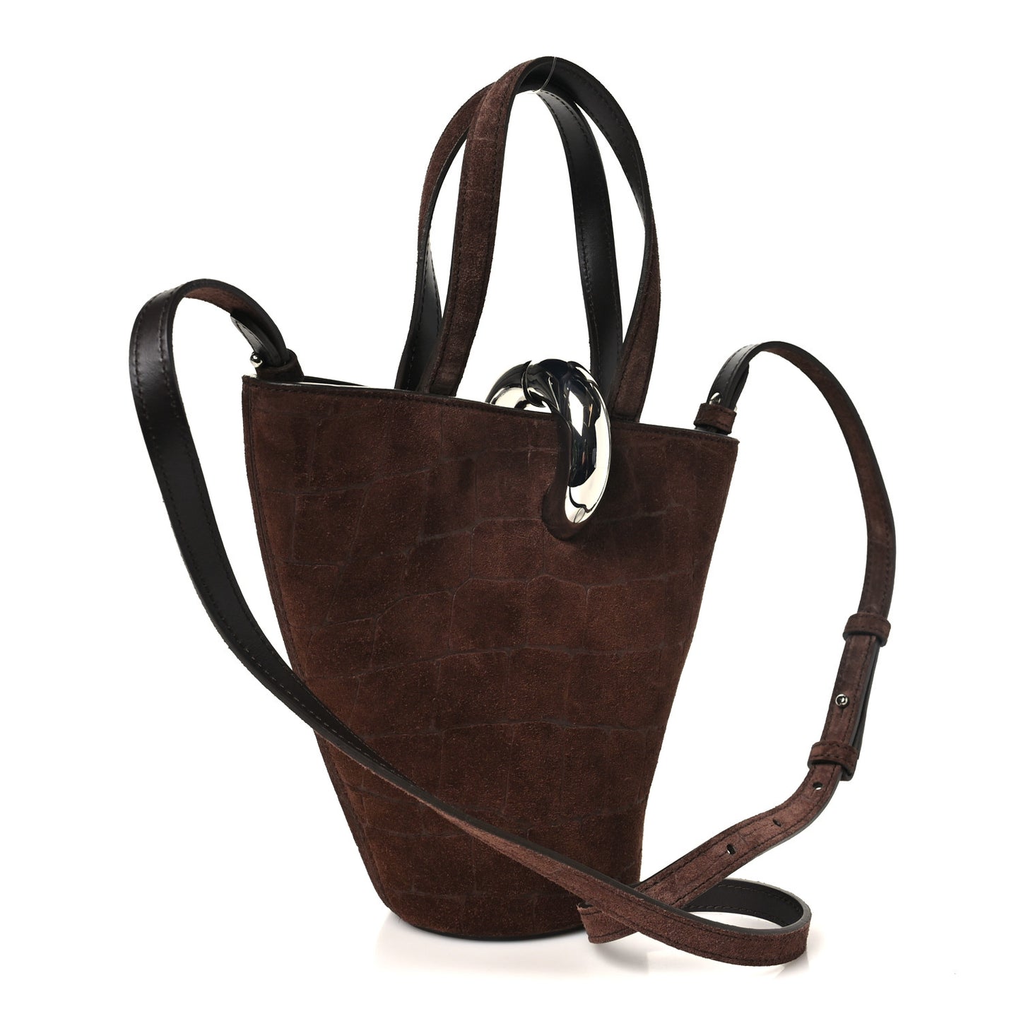 Suede Crocodile Embossed Le Petit Bambola Dark Brown