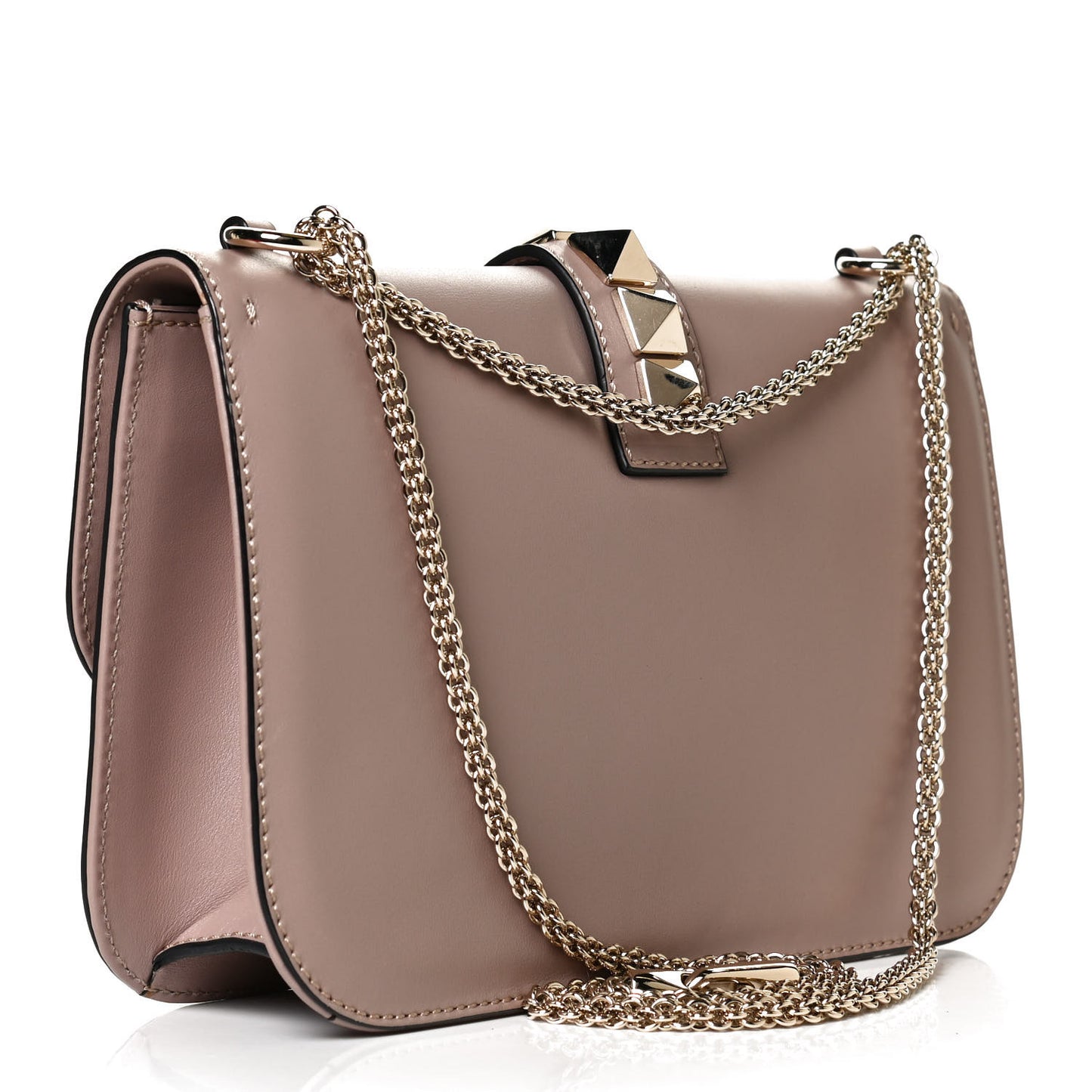 Vitello Medium Glam Lock Rockstud Flap Poudre