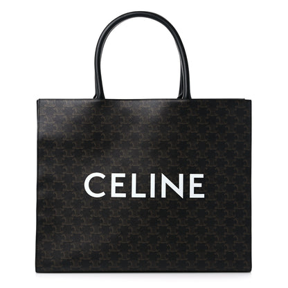Celine Triomphe Canvas Calfskin Horizontal Cabas Black 1 of 10