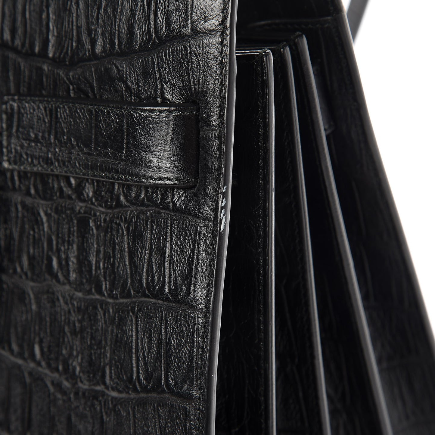 Calfskin Crocodile Embossed Small Sac de Jour Black
