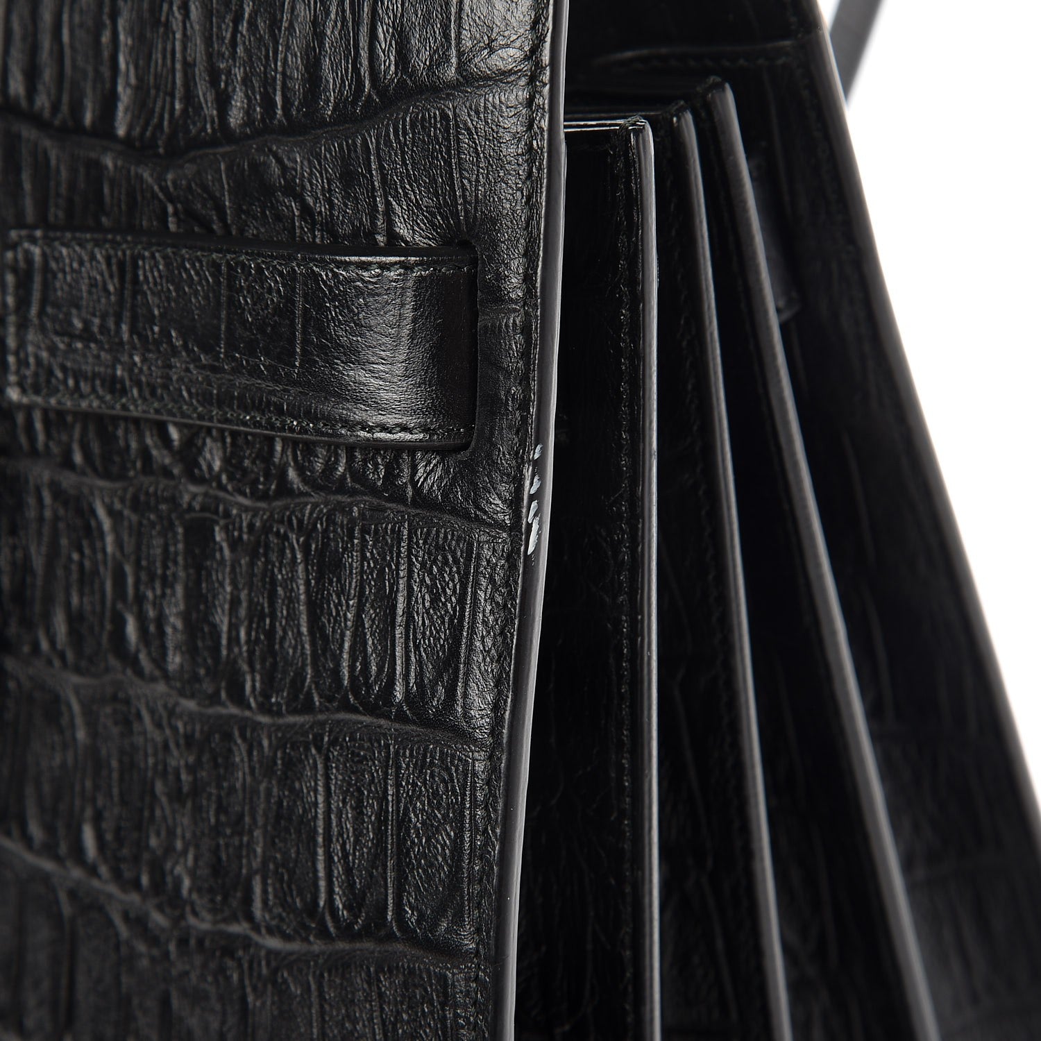 Saint Laurent Calfskin Crocodile Embossed Small Sac de Jour Black 7 of 11