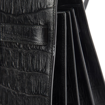 Saint Laurent Calfskin Crocodile Embossed Small Sac de Jour Black 7 of 11