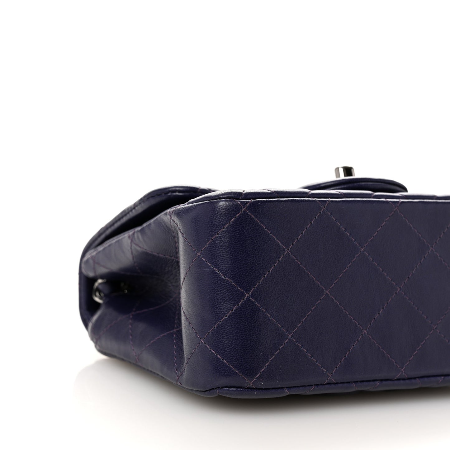Lambskin Quilted Mini Square Flap Dark Purple