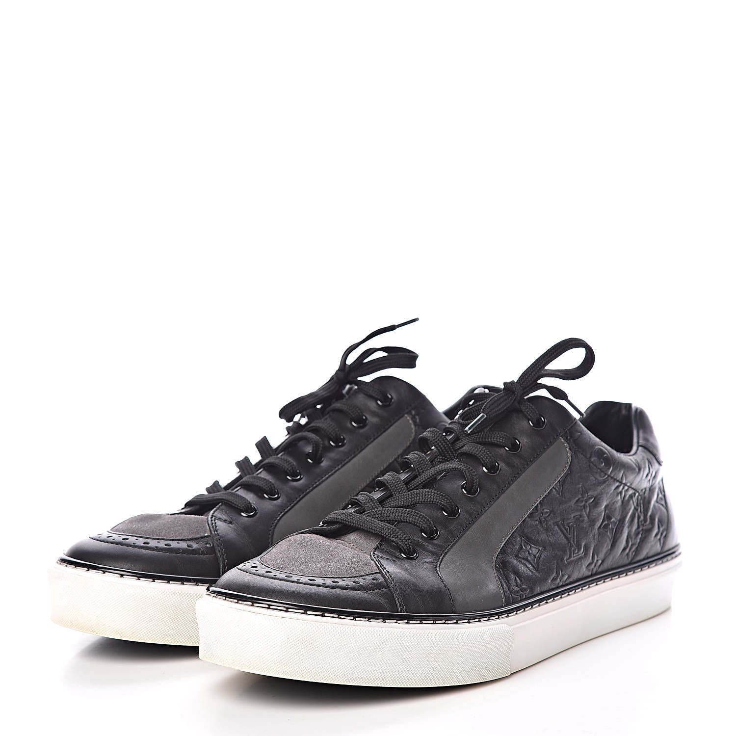 Louis Vuitton Calfskin Embossed Monogram Street Sneakers 8 Black 3 of 10