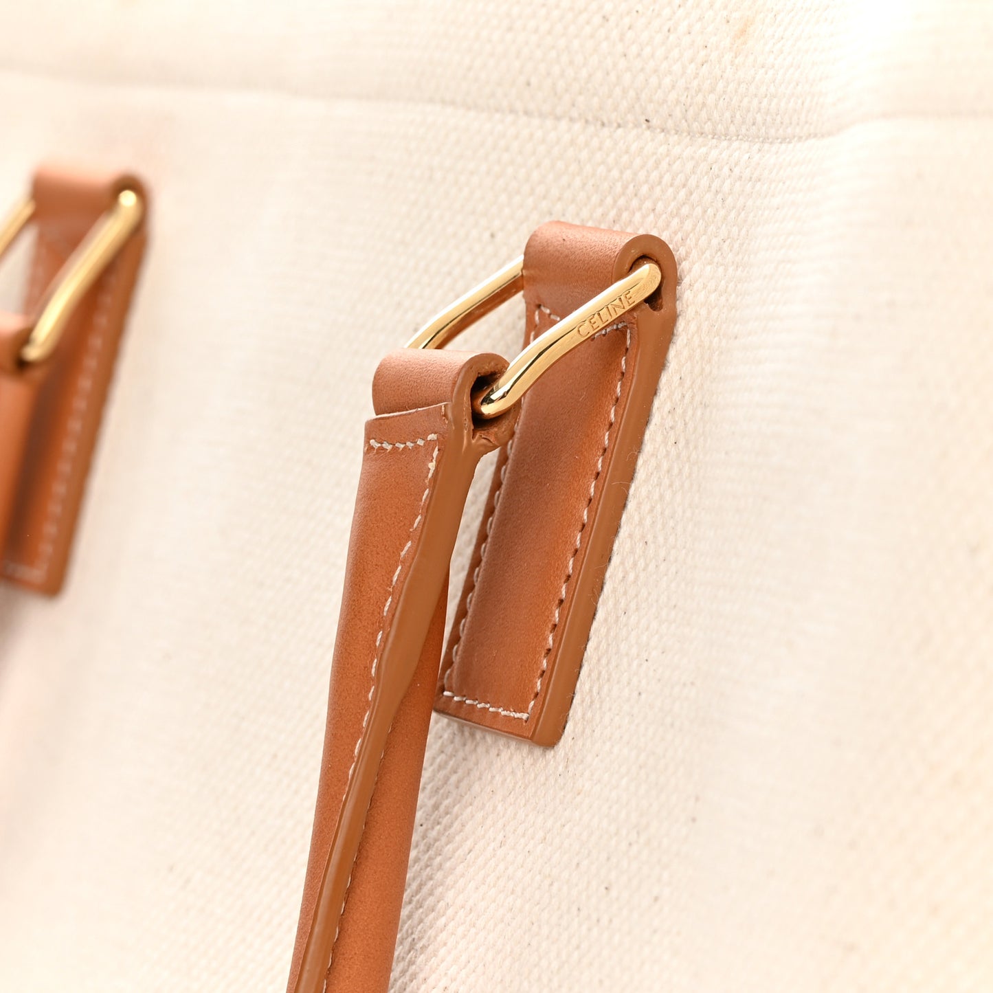 Canvas Calfskin Horizontal Cabas Natural Tan