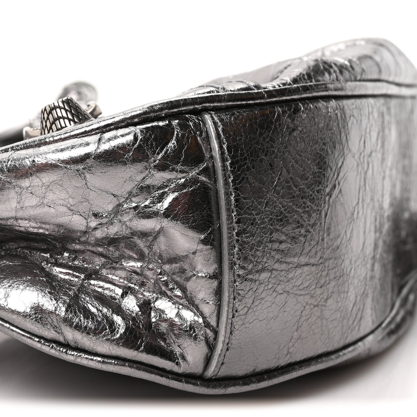 Metallic Agneau Arena Le Cagole Shoulder Bag XS Silver