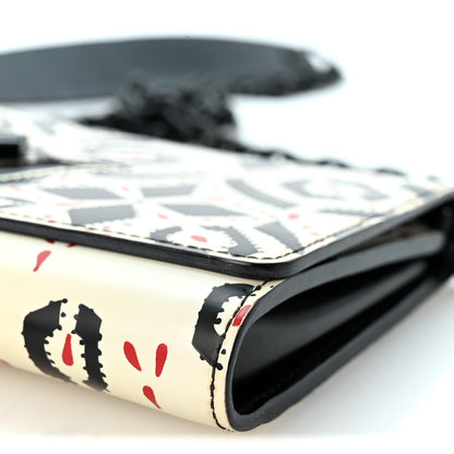 Louis Vuitton Calfskin Graphic Print Twist Chain Wallet White Black White Black 9 of 9