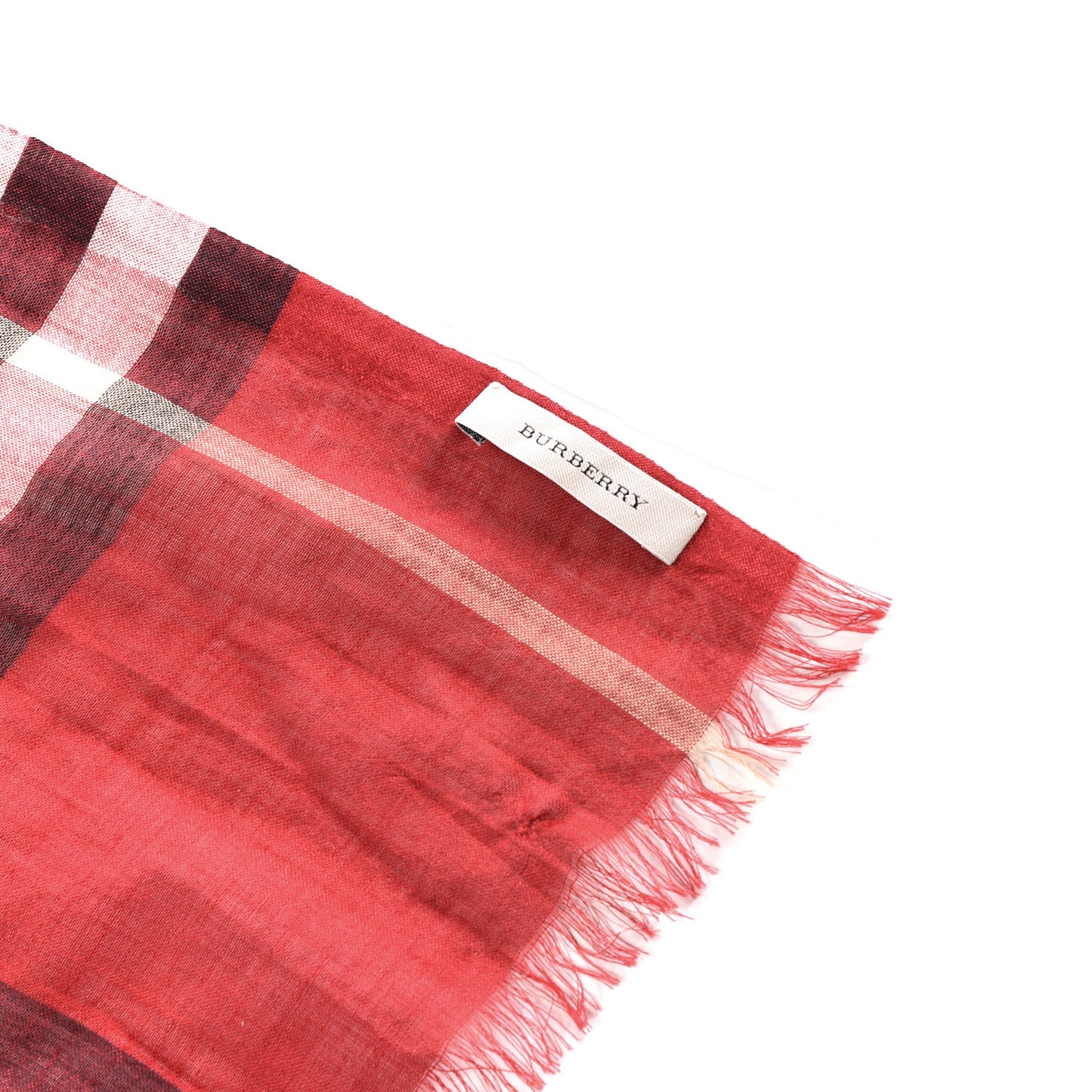 Wool Silk House Check Lightweight Scarf Red