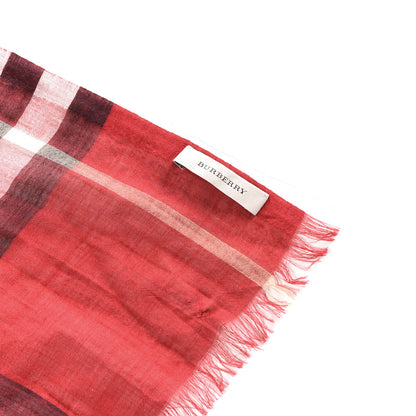 Burberry Wool Silk House Check Lightweight Scarf Red 3 of 4
