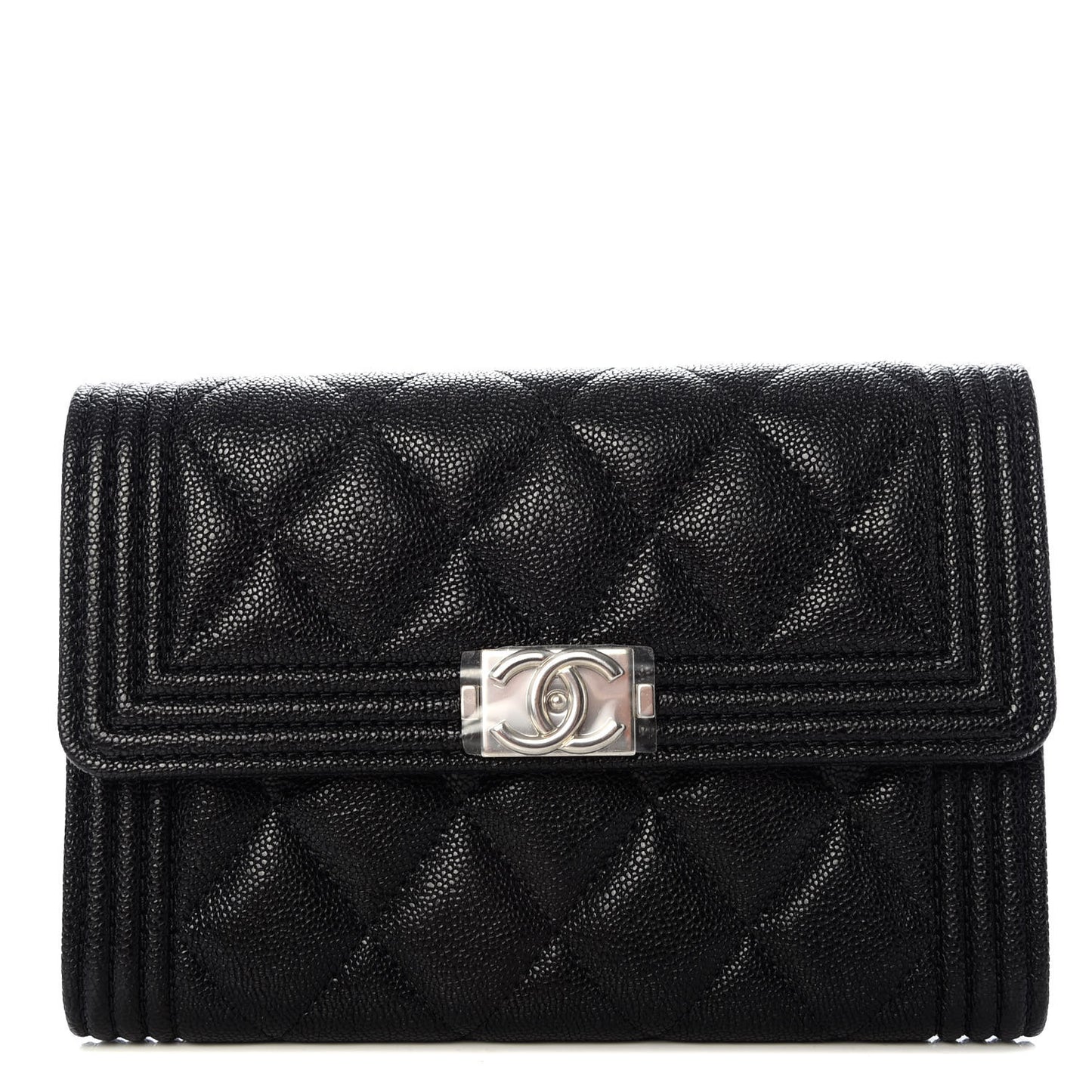 Caviar Quilted Medium Boy Flap Wallet Black