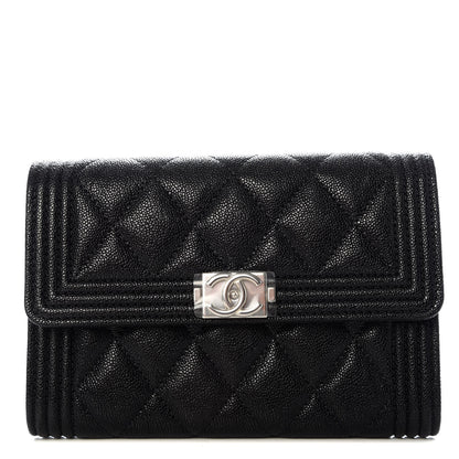 Chanel Caviar Quilted Medium Boy Flap Wallet Black 1 of 9