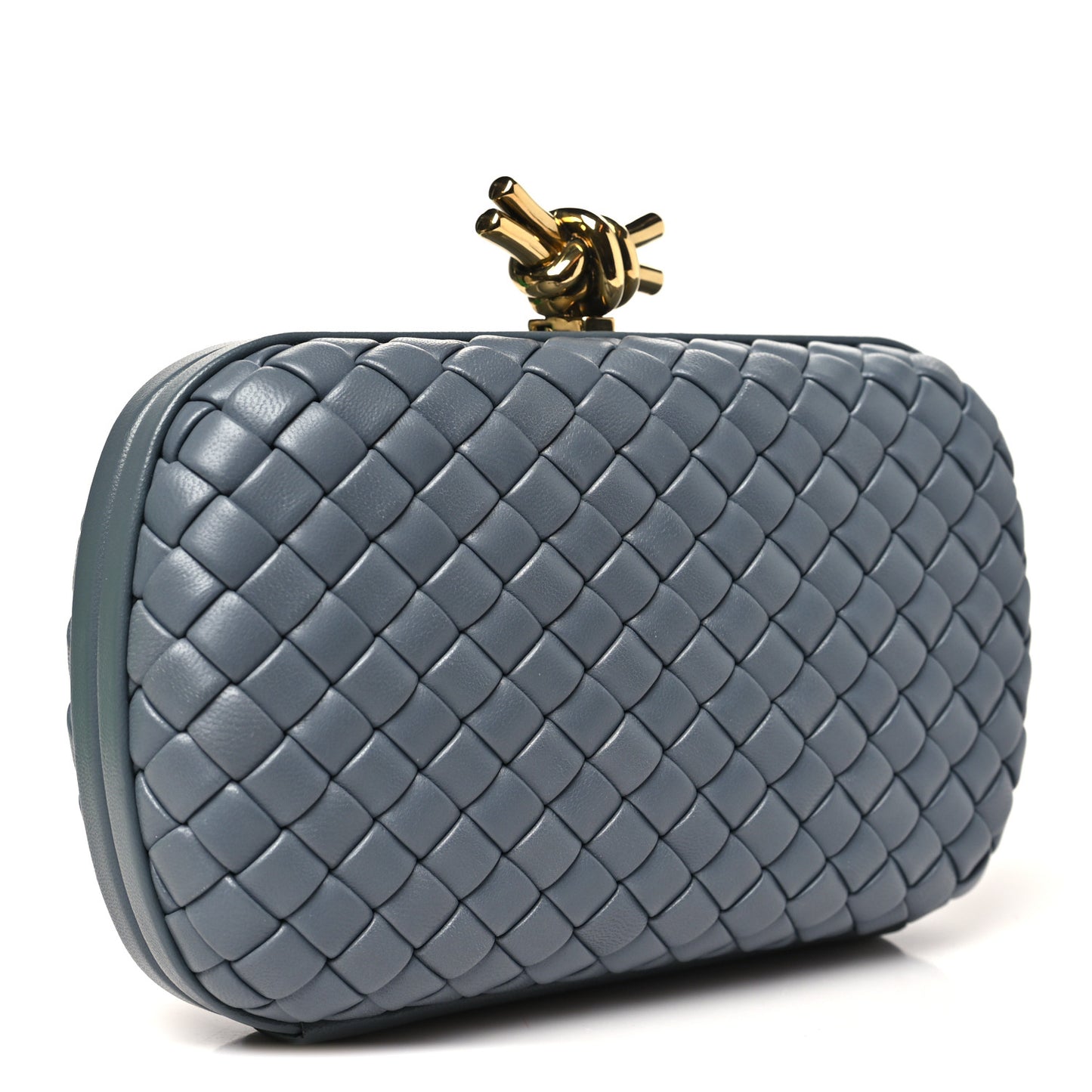 Nappa Intrecciato Minaudiere Knot Clutch Thunder