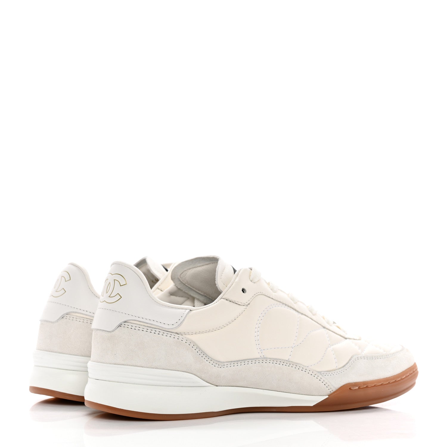 Chanel Suede Calfskin Quilted Sneakers 38 White 5 of 11