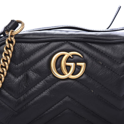 Gucci Calfskin Matelasse Mini GG Marmont Chain Shoulder Bag Black 12 of 12
