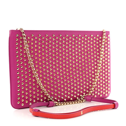 Christian Louboutin Calfskin Studded Loubiposh Chain Clutch Rose Indien Gold 3 of 10