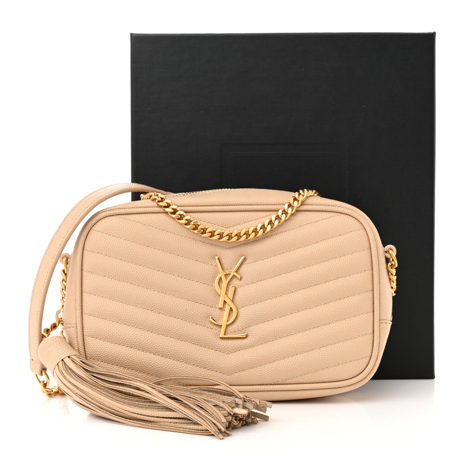 Saint Laurent Grain De Poudre Matelasse Monogram Mini Lou Camera Bag Dark Beige 12 of 12