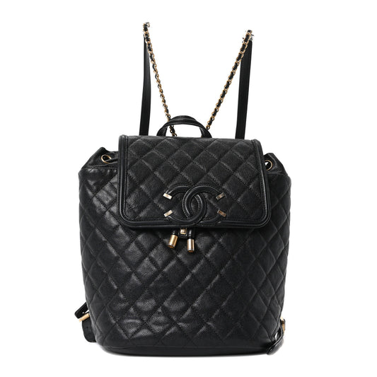 Caviar Quilted Small Filigree Backpack Black