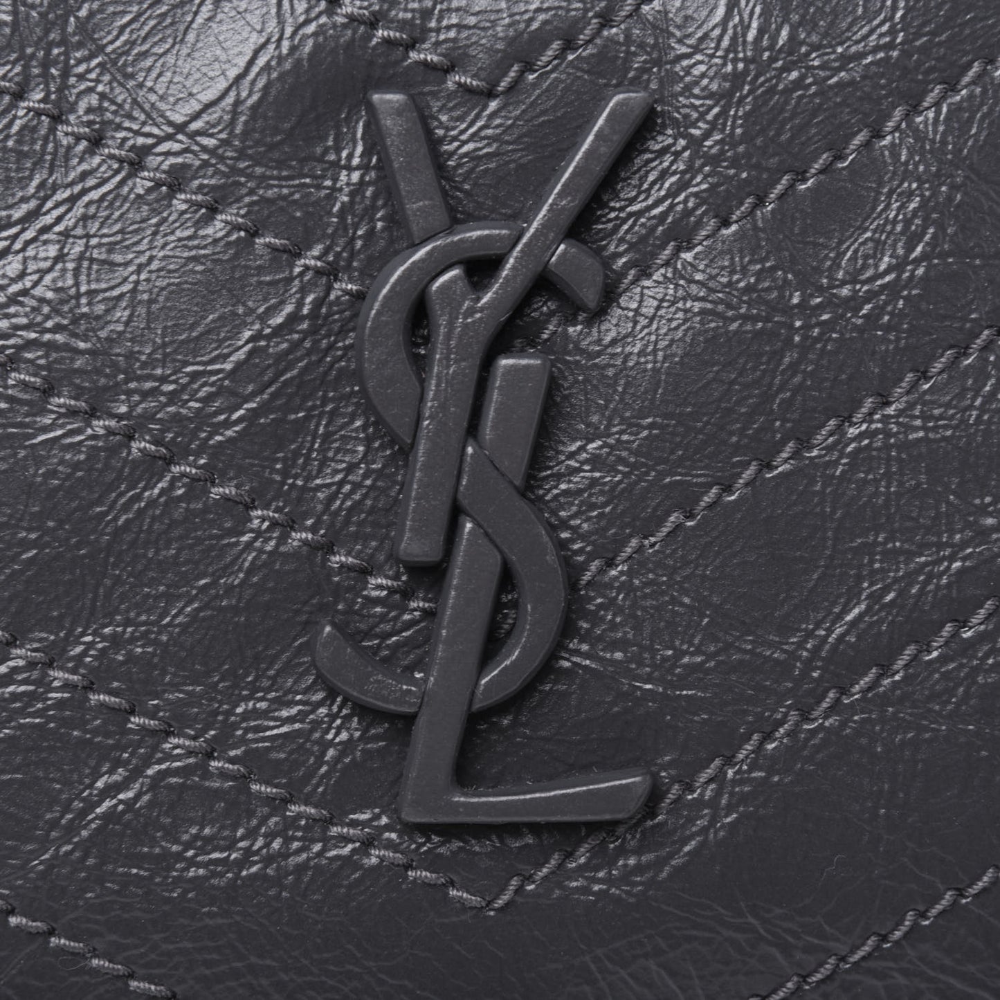 Crinkled Calfskin Matelasse Monogram Niki Bill Pouch Storm
