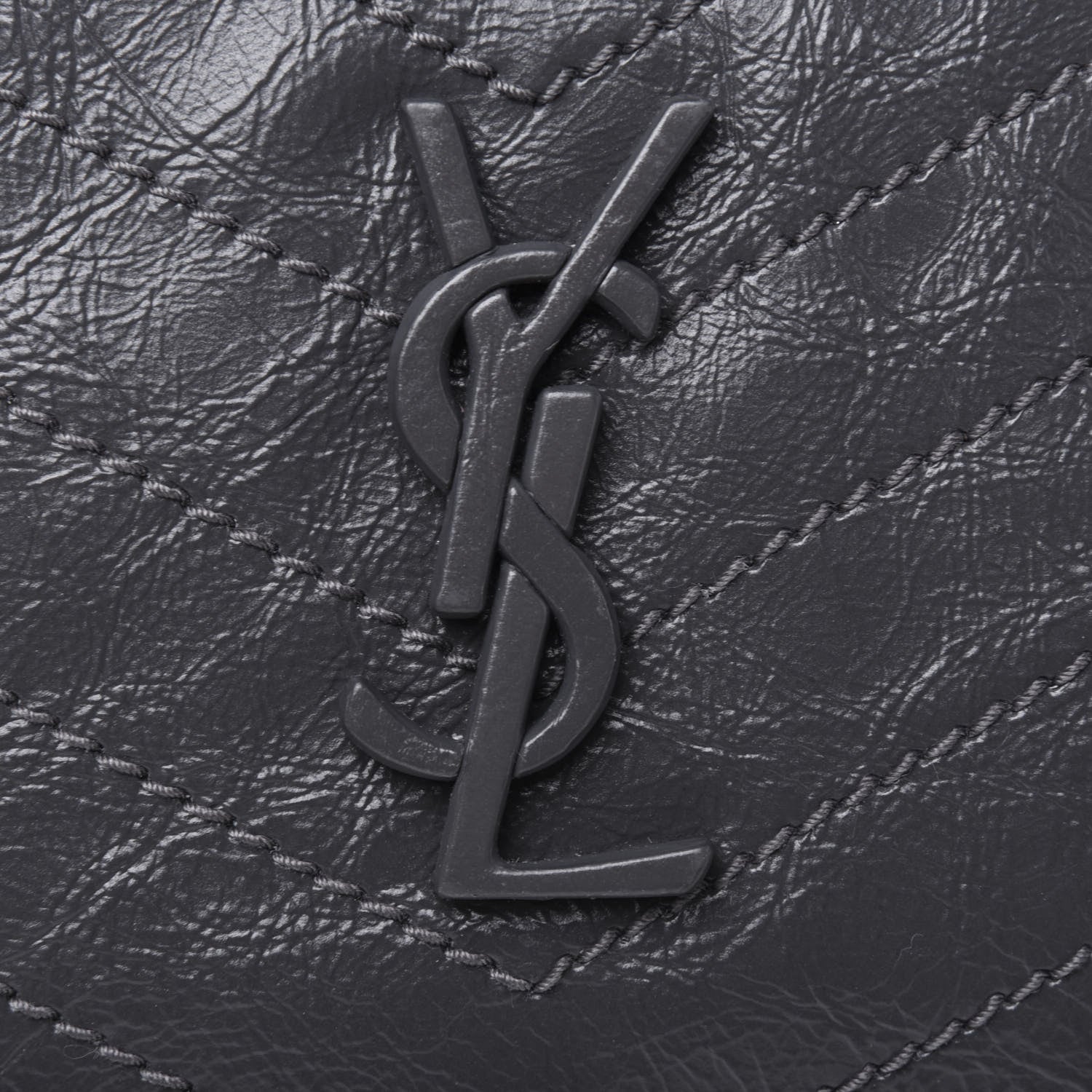 Saint Laurent Crinkled Calfskin Matelasse Monogram Niki Bill Pouch Storm 12 of 13