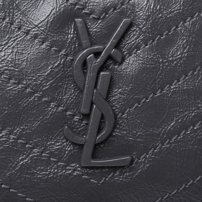 Saint Laurent Crinkled Calfskin Matelasse Monogram Niki Bill Pouch Storm 12 of 13
