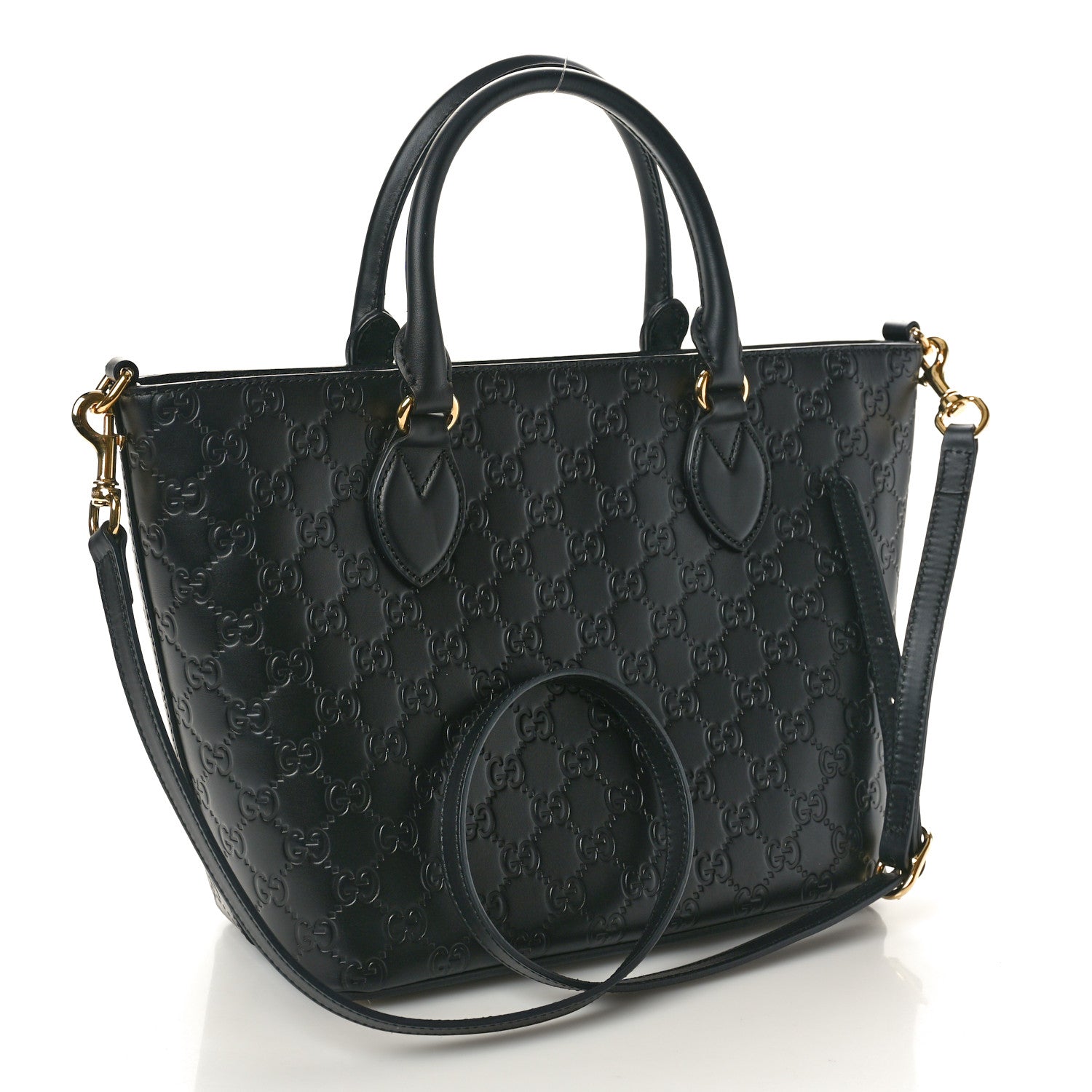 Gucci Guccissima Small Zippered Bucket Tote Black 3 of 10