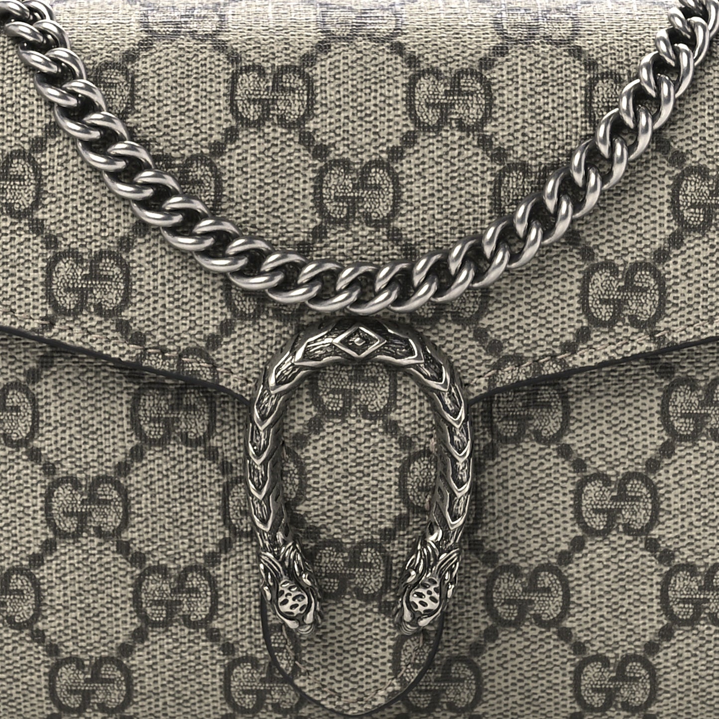 GG Supreme Monogram Mini Dionysus Chain Wallet Beige Taupe