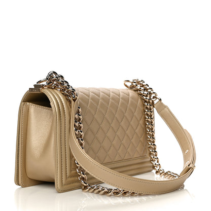 Chanel Metallic Caviar Quilted Medium Boy Flap Light Gold 3 of 11
