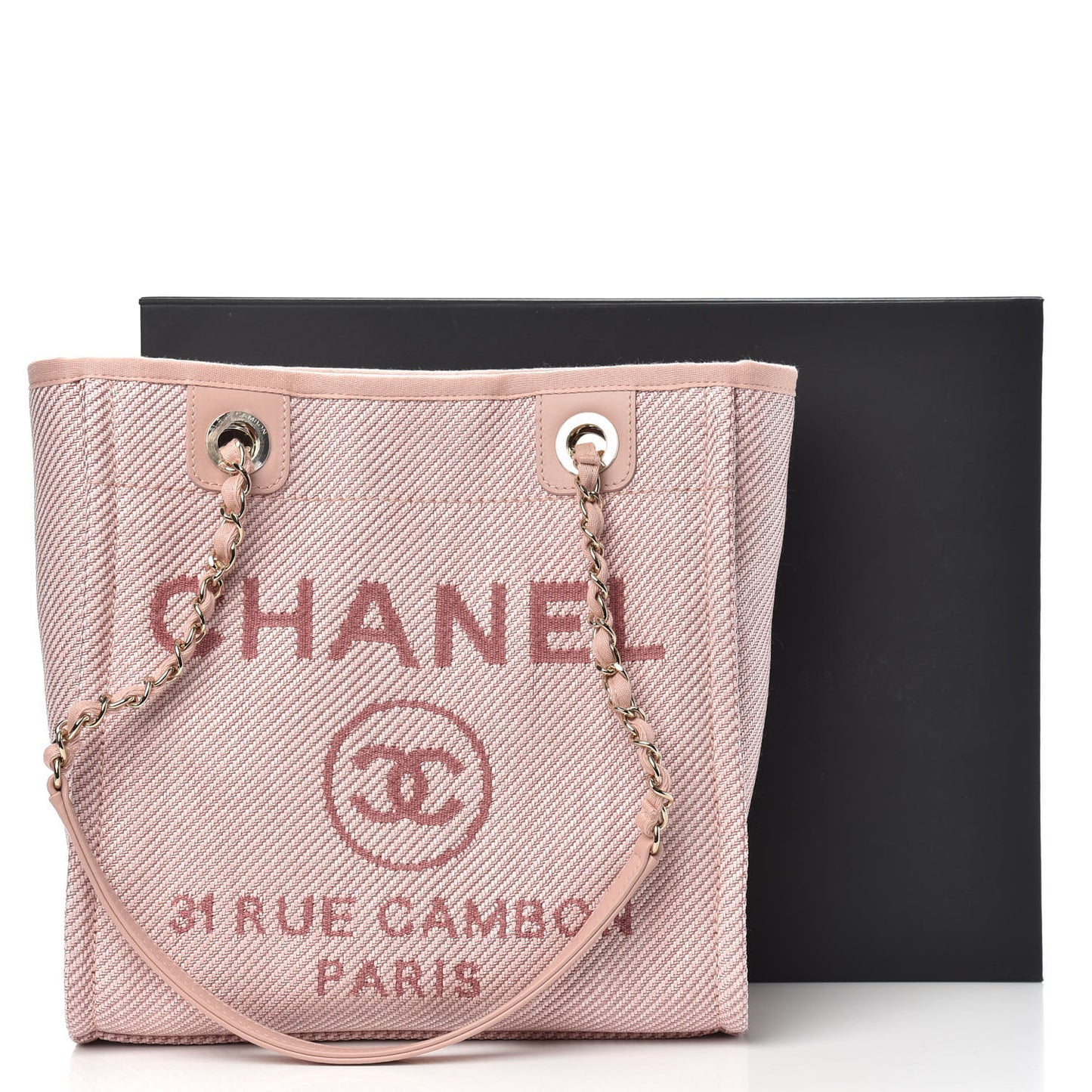 Mixed Fibers Calfskin Mini Deauville Tote Rose Pink