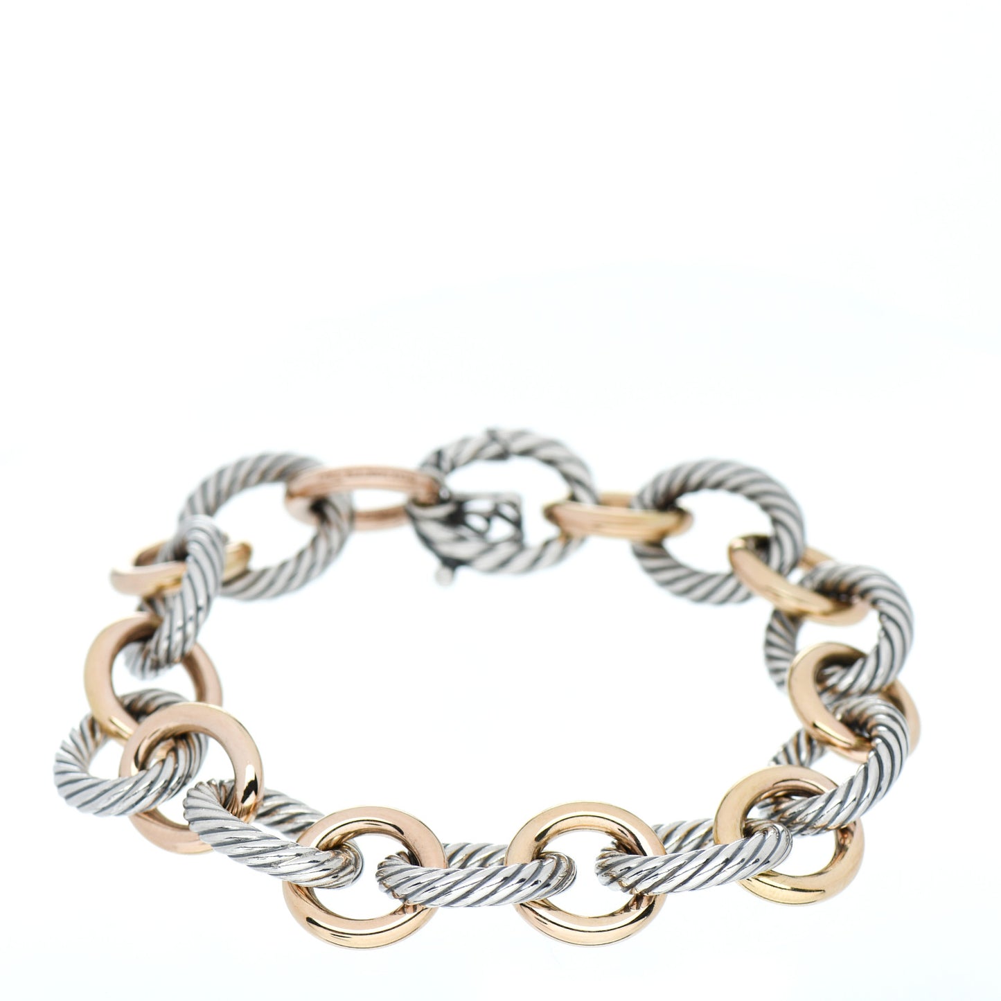 Sterling Silver 18K Rose Gold 12mm Large Oval Link Bracelet