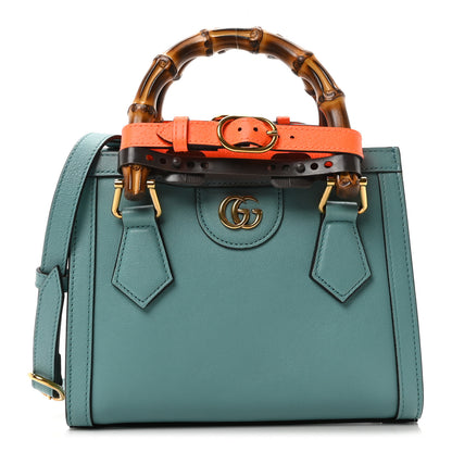 Gucci Wonka Grain Calfskin Mini Diana Tote Bag Dusty Azure Orange Fluo 1 of 11