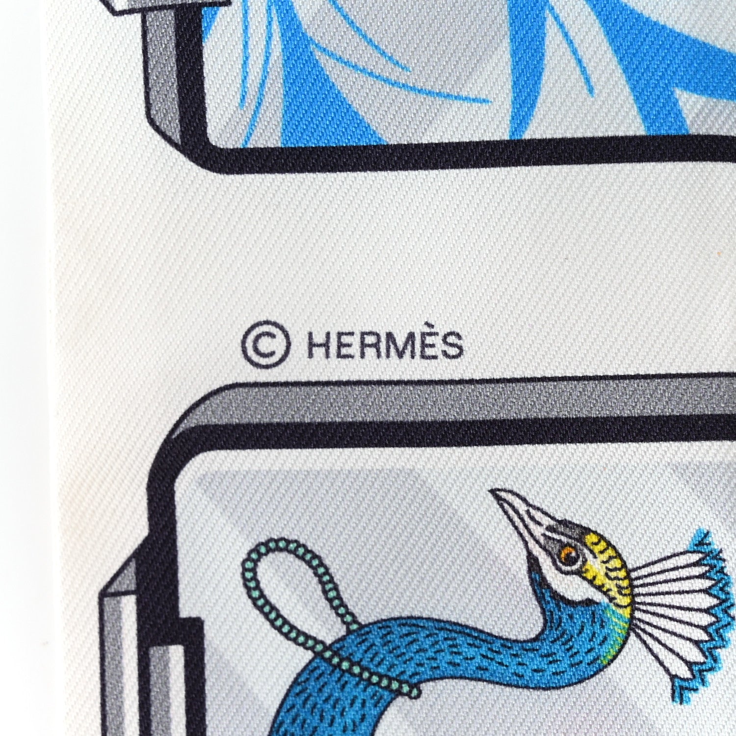Hermes Silk Story Twilly White Gris Rouge 4 of 8