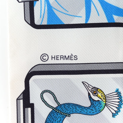Hermes Silk Story Twilly White Gris Rouge 4 of 8