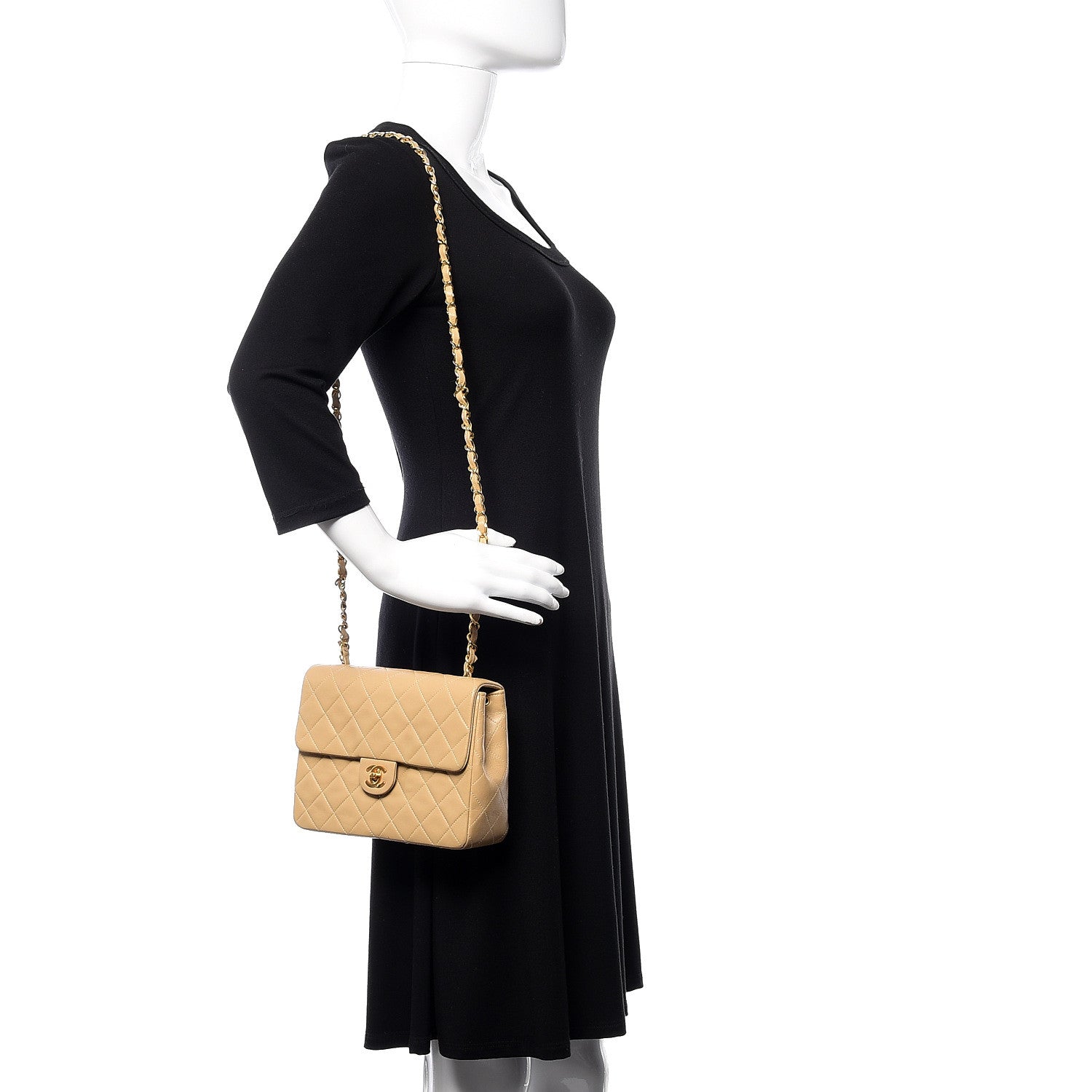Chanel Lambskin Quilted Mini Square Flap Beige 2 of 12