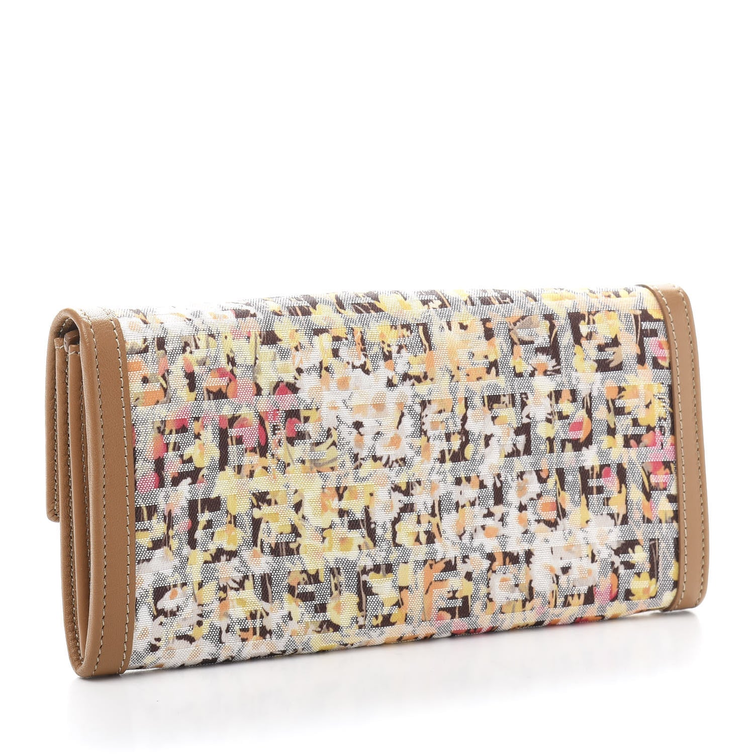 Fendi Zucchino Vitello Floral Forever Continental Wallet Pesca Giallo Saddler 3 of 10