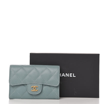 Chanel Caviar Quilted Flap Card Holder Wallet Blue 8 of 8