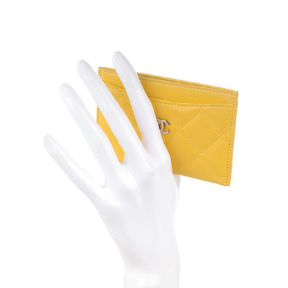 Chanel Lambskin Quilted Card Holder Yellow 2 of 8