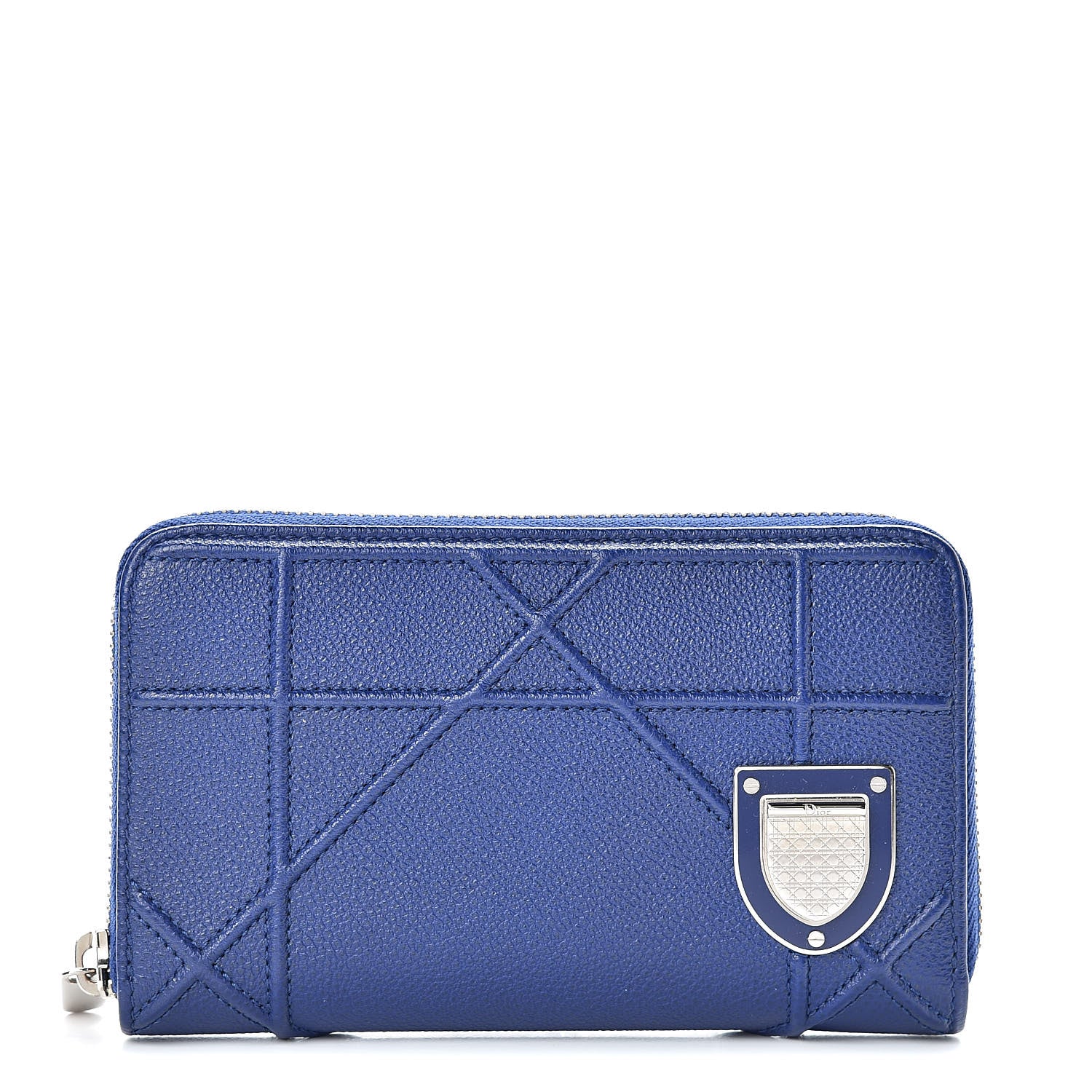 Christian Dior Grained Calfskin Cannage Medium Diorama Voyageur Wallet Blue 1 of 10