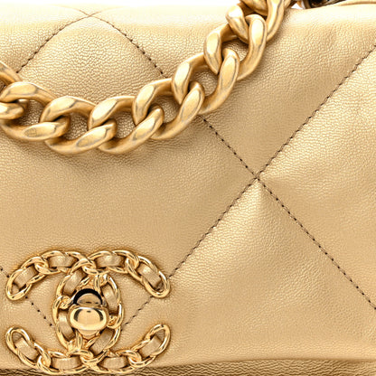 Chanel Metallic Goatskin Quilted Medium Chanel 19 Flap Gold 8 of 10
