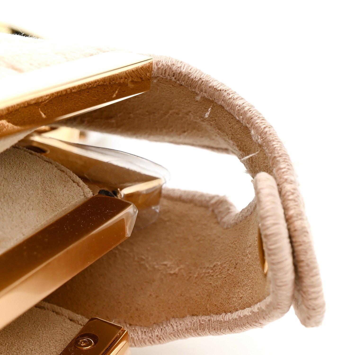 Fendi Chenille Suede Metal FF Small Peekaboo I SEE U Satchel Beige White 12 of 14
