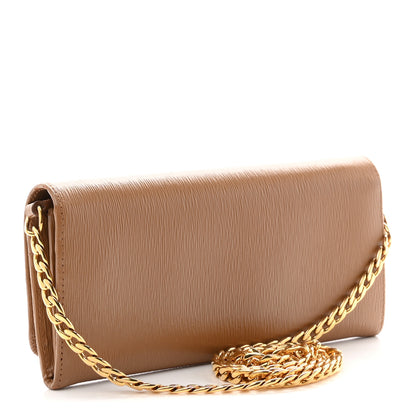 Prada Vitello Move Metal Oro Chain Wallet Caramel 3 of 10