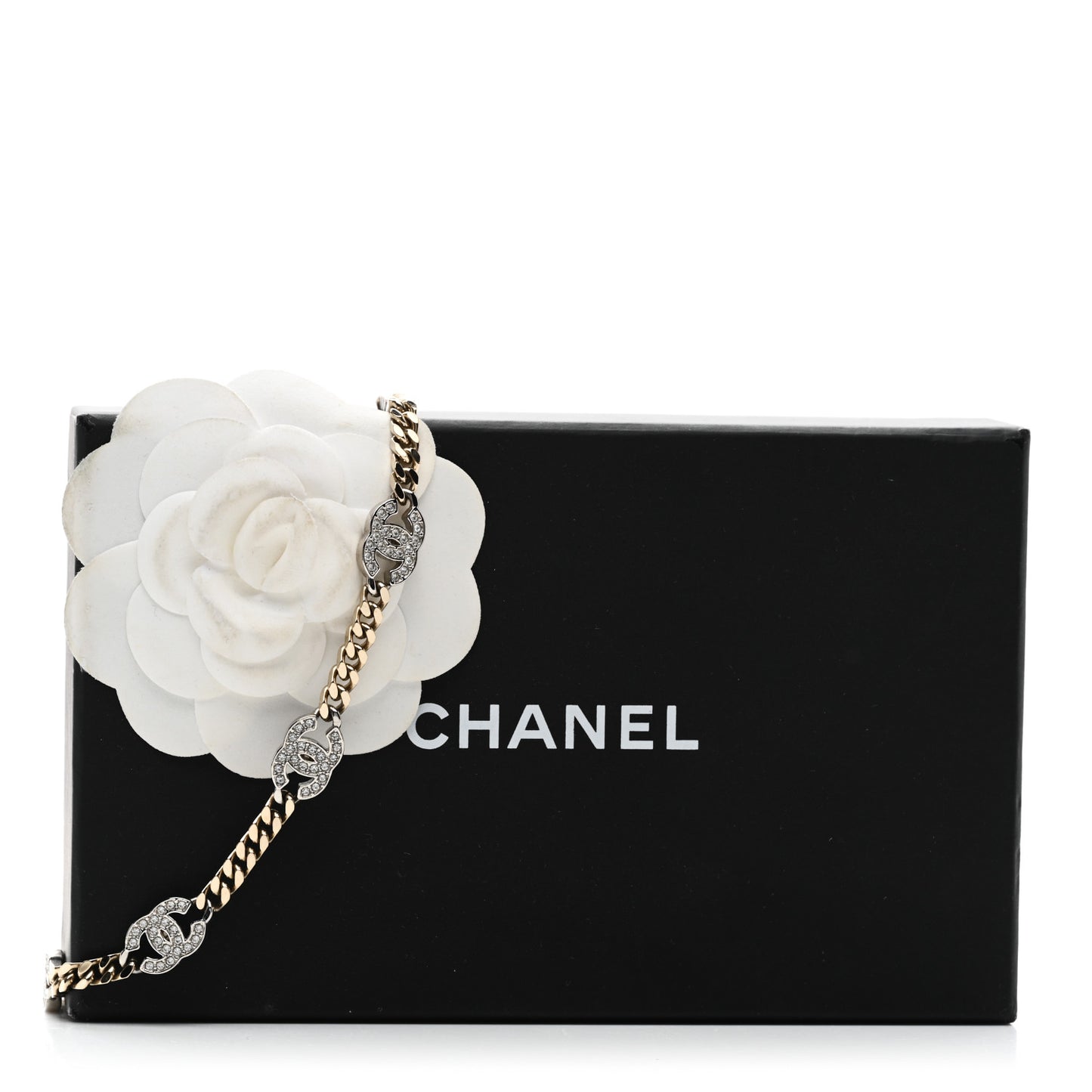 Crystal Chain CC Link Choker Gold Silver